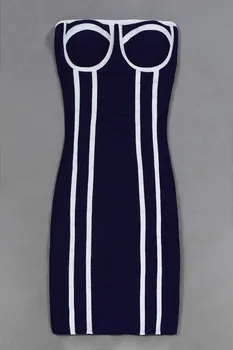 Ženy 2018 Lete Dark Navy Blue Sexy Prekladané Bežné Ramienok Oblečenie, Módne Bodycon Strany Klubu Nosiť Obväz Šaty Veľkoobchod
