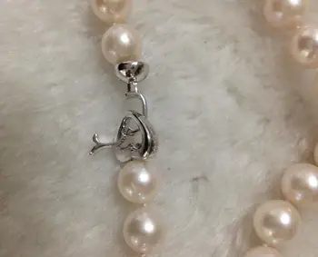 AAA Populárne 9-10 mm prírodné kolo white pearl náhrdelník 18-palcové 36