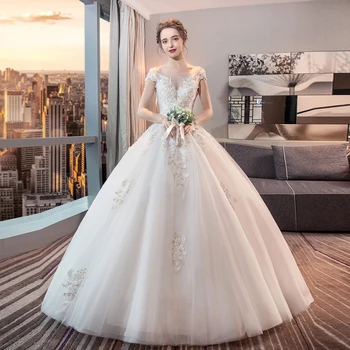 Loď Krku svadobné šaty 2019 nové nevesta šaty kórejský Európskej Americký súd princezná Štíhly a jednoduché veľké veľkosti dĺžka podlahy