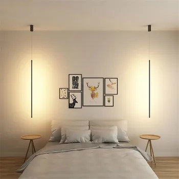 Nordic LED Pásy Prívesok Svetlo Spálňa Nočná Lampa Minimalistický Krytý Domova Prívesok na Čítanie Tvorivé Obývacia Izba Svietidlo