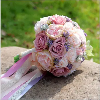 Ružová Bridesmaid, Kytice Romantická Svadba, Svadobné Kvety Umelého Hodvábu Ruže Mariage Svadobných Doplnkov SPH065