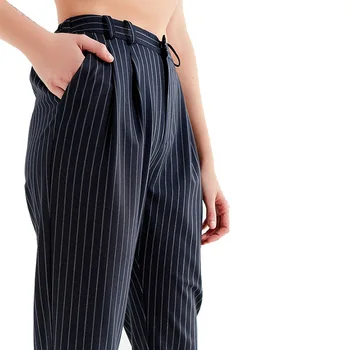 Letné nové pruhované ženské nohavice temperament vysoký pás bežné ženy deväť nohavice nohavice slim nohavice voľné ženské nohavice