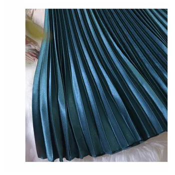 Skladaná sukňa žena je nové jeseň/zima 2019 kovové vintage zamatové šaty funkcie dlho poprsie MN032