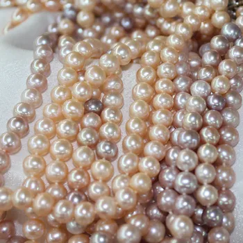 Jemné šperky prírodné perly 8-9MM zmiešané farby fialová ružová perlový náhrdelník 925 Strieborná spona 18-PALCOVÉ