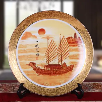 Jingdezhen Zlaté porcelánu závesné dosky Domov a prosperity dekorácie doska obývacia izba domácich remeselníkov, dekorácie