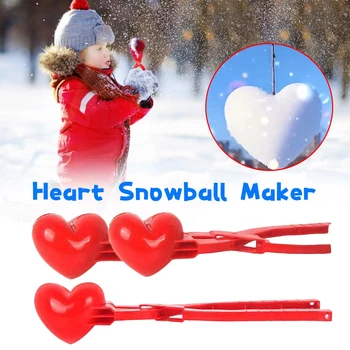 Zimné Plastové snehová guľa Maker Klip v Tvare Srdca snehová guľa Maker Klip Zimné Piesku Loptu Formy Plastové Svorky Hračka pre Deti, ktoré Deti