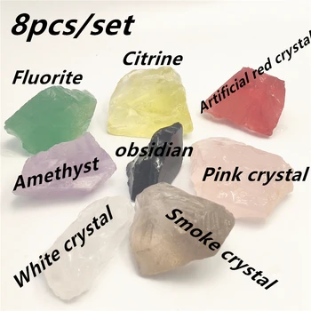 8pcs Prírodné Čakra Rozhádzané Kameň Crystal Fluorite Drahokam Rock Minerálne sklo poľský Liečivé Meditácie pre Feng Shui Dekor