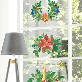 40x40cm Vianočné 3D Sklenené Okno Nálepky Priesvitného PVC samolepiace DIY Stenu, Nálepky Nový Rok Vianočné Dekorácie pre Domov