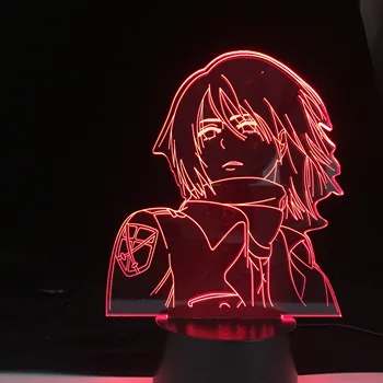 Útok na Titan Mikasa Anime Ackermana Lampa Led Nočné Svetlo pre Izba Dekor Light Cool Vianočný Darček Posteli Stolná Lampa Batérie