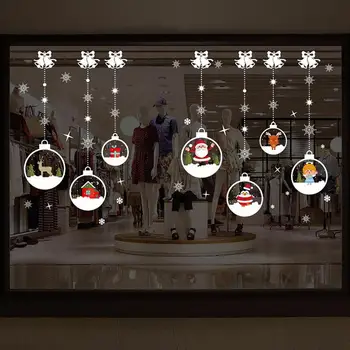 Cartoon Vianočné Gule Snehuliak Visí Dekoračné Samolepky na Stenu Domov okenného skla Vinylové Nálepky Vymeniteľné DIY Odtlačkový tapety