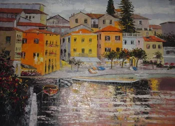 Ručne vyrábané Amalfi Jazera Como olejomaľba 36x24 plátno.Carl Frederic Aagaard reprodukcia