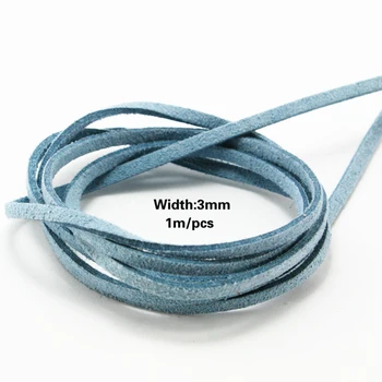 Horúce Módne Cca 1m/veľa Svetlo Modrá Kórea velvet Faux Suede Kábel Faux kožené kábel velvet kábel 3 mm FXU001-49