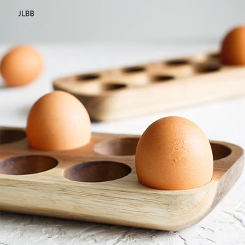 Japonský Štýl Drevené Dvojité Riadok Vajcia Úložný Box Domov Organizátor Stojan Na Vajcia Držiteľ Kuchyňa Decor Príslušenstvo
