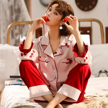 Rýchle dodanie Bavlna dámske Pyžamo Nastaviť Jeseň Zima Pyžamá Cartoon Sleepwear Domáce Oblečenie Pre Ženy, spodná Bielizeň