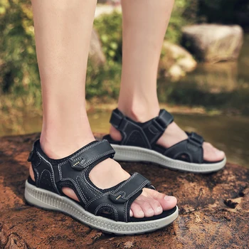 REETENE Veľká Veľkosť 48 pánske Sandále Hot Predaj Letné Mužov Sandále Kvality Bežné Kožené Sandále Mužov Vonkajšie Pohodlie Sandále Pre Mužov