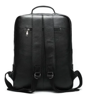 Bežné jednoduché, originálne kožené pánske veľká-kapacita batoh módne business travel prírodnej hovädzej kože čiernej 14-palcový notebook bagpack