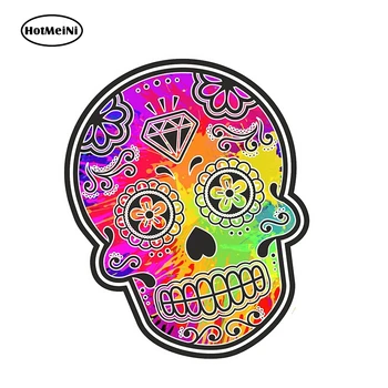 HotMeiNi 13 cm X 10,7 cm Mexickej Deň-Mŕtvych Cukru Lebka s Multi Farebné Farby Splats Motív Externé Vinylové polepy Áut