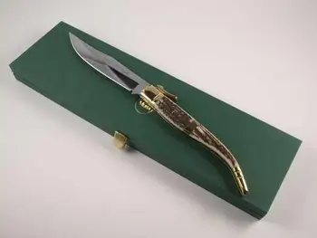 Klasické CURRO-zbierka nôž zub s 10 cm MoVa ocele čepeľ a jelene antler grip 12,5 cm.