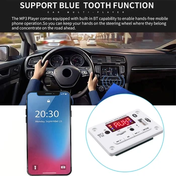 MP3 Dekodér Rada Bluetooth Auto FM Rádio Modul Podporuje FM TF USB, AUX Nahrávač