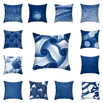 Modrý Vzor Pillowslip Vankúš Abstract Hodiť Vankúše Kryt obliečka na Vankúš Domov Gauč Dekor Dodávky Vankúš 45x45cm Tlač