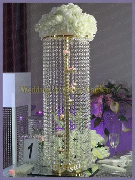 Hot 100 cm Vysoký Zlaté svadobné crystal pilier svietnik Kvetina Stand Tabuľka vrchol