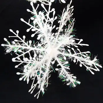 6pcs Ozdoby na Vianočný Stromček Biela Vločka String Ozdoby na Vianočné Party Dekor Na Domácej Umelej 3D Snowflake Reťazce