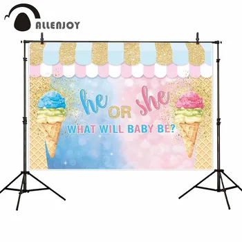 Allenjoy Ice Cream Pozadie tyčinku On alebo Ona Bokeh Pastel Strany Opony Pozadí Rodovej Odhaliť Banner Photocall Tapety