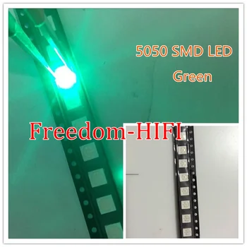500pcs 5050 SMD Zelená Ultra Jasné LED kvalitný light-emitting diodes 5050 Zelená LED 5050 Diódy PLCC-6 3-CHIP 9000 MCD