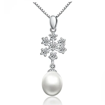 Prírodné sladkovodné perlový Náhrdelník snehu dizajn prívesok 925 sterling silver choker módne šperky pre ženy 2017 Vianočný darček