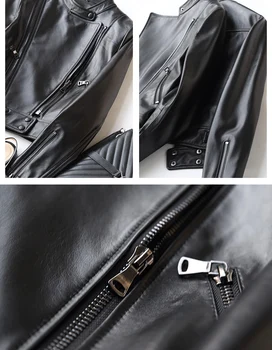 Kožené 2021 Bunda Skutočnú Jar Ovčej Kabát Pre Ženy Krátke Motocykel Coats Reálnom Kožené Bundy Outwear 22294