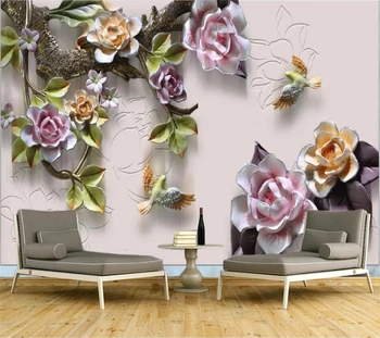 Vlastné tapetu 3D nový Čínsky plastický rose, TV joj stene obývacej izby, spálne, módnych domov tapety 3d abstraktných de parede