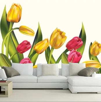 Vlastné 3D svetlé a krásne tulipán olej maľby nástenné maľby abstraktných de parede,hotel, reštaurácia, obývacia izba TV steny, spálne, tapety