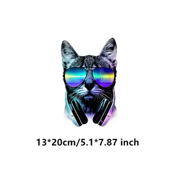 Headset Mačka Žehlenie na Prenos Tepla úrovni Umývateľný Škvrny Nálepky na Oblečenie T-shirt DIY Appliques Veľkoobchod Zvierat Patch