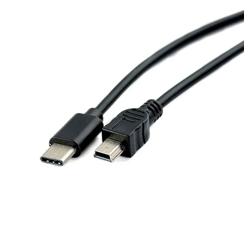 1pc USB Typ-c na Mini USB Kábel USB-C Muž na Mini-B Samec Converter Adaptér Viesť Dátového Kábla 30 cm