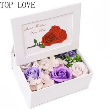 Farebné kvetinové mydlo ruža darčeka nikdy nevyblednú umelé ruže vhodný na valentína, narodeniny, výročie darček domov zariadené, pri