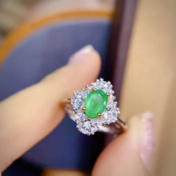 925 Sterling Silver Prírodné Emerald Krúžky Klasické Jemné Šperky Ženy, Svadobné Ženy Rastlín Veľkoobchod Nové