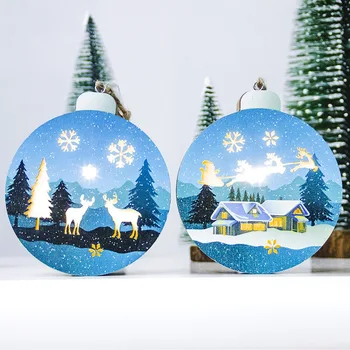 01ly Vianočné Dreva LED Svetlo Elk Snowflake Ornament Elk Snowflake Závesné Dekorácie Domov Bar Obchod Vianočný Stromček&66