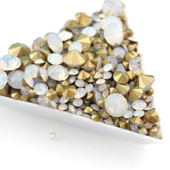 1 Taška Mix Veľkosť Biela Opal Farba Nail Art Pointback Sklo Lepidlo Na Kamienkami Pre DIY Nechtov Art Šperky