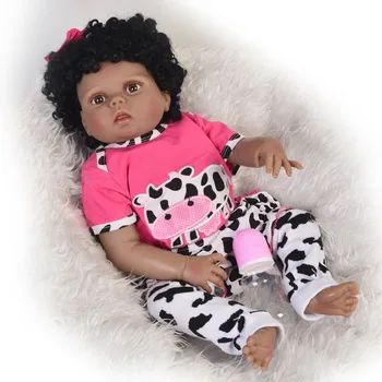 23inch Realistické Bábiky baby Doll mäkké Plné silikónové Hračky rozkošný nažive nepremokavé čiernej kože ručne bebe bábiku vykúpať darčeky