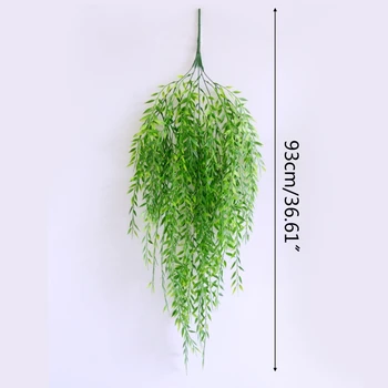 Umelé Plačúcich Willow Plastové Rastliny Zelene Listy Falošné Visí Viniča Dekor E7CB