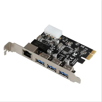 HOT-DIEWU 3 Porty USB 3.0 PCIe Rozširujúca Karta,S Gigabit Ethernet Controller, PCI Express Adaptér pre Stolné PC, Windows 10/8/