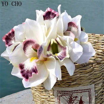 9 farba umelého orchidea falošné scrapbooking kvet pre svadobné Svadobné Kvetinové Aranžmán Domov Svadobný Stôl Garden Party Decor