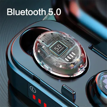 TWS Bluetooth Slúchadlo V7 Bezdrôtová 5.0 Slúchadlá Dotyk Headset Športové Nepremokavé 3D Stereo Zvuk Šport LED Slúchadlá