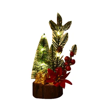 Vianočné dekorácie led svetla drevené spodnej Vianočné ozdoby ploche mini Vianočný stromček Umelý hrnú T5