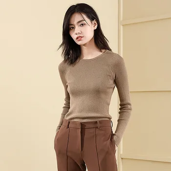 Pevné klesnutie pletenie tričko ženy pulóver jeseň a v zime slim tenký sveter vlna zmesi sexy backless sveter 18200
