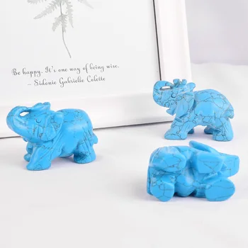3 kusy minerálne liečivé kryštály modrej howlite slon figúrky plavidlá, vyrezávané Mini zvierat sochy pre deti miestnosti dekorácie