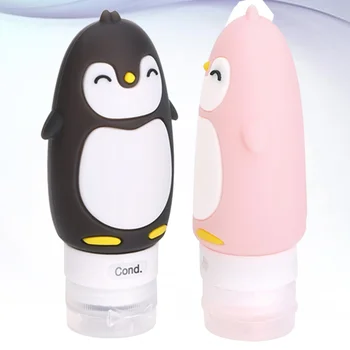 2 ks 90ml Penguin Dizajn Fľaše Cestovné Prázdnu Fľašu Silikón Mlieko Kontajner Squeeze Fľaše, Dávkovače Subpackaging Fľaše (