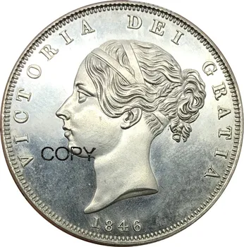 Veľká Británia 1/2 Crown Victoria 1846 Cupronickel Pozlátené Striebro Kópie Mincí