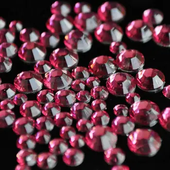 1000pcs 2 mm - 6 mm Mix Veľkosť Tmavo Ružovej Hot Pink Crystal Kolo Živice Kamienkami Deco Nail Art, Kamienky Na Nechty make-up N13