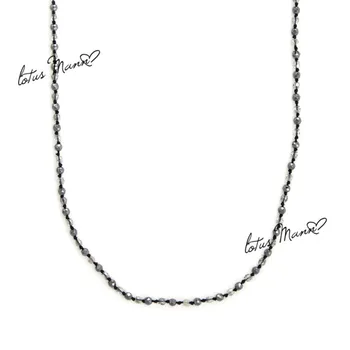 Lotus mann vlasová 3 mm hematite striebro kryštál dlhé dizajn náramok náhrdelník
